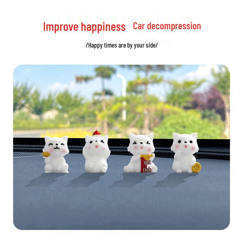 Charming Fortune Puppy Car Dashboard Ornament - Cute Interior Decoration Accessory