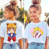 Sailor Moon Cartoon Printed Childrens Unisex Summer Loose Casual Short Sleeved Comfortable Tshirt Top