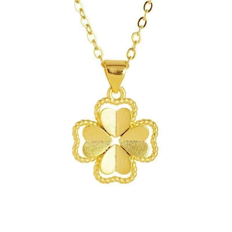 Spot TEMU explosion lucky light luxury four-leaf clover golden flower jewelry