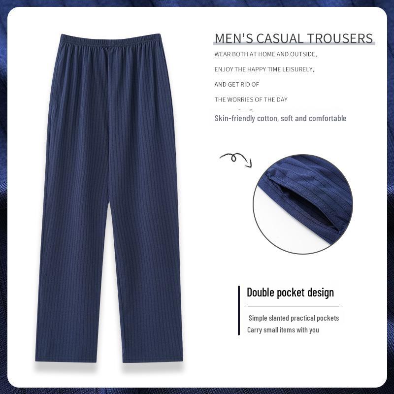 Men's Cotton Pajama Pants: Comfortable, Thin, Korean-Style, Loose-Fit for Spring, Autumn, and Winter.