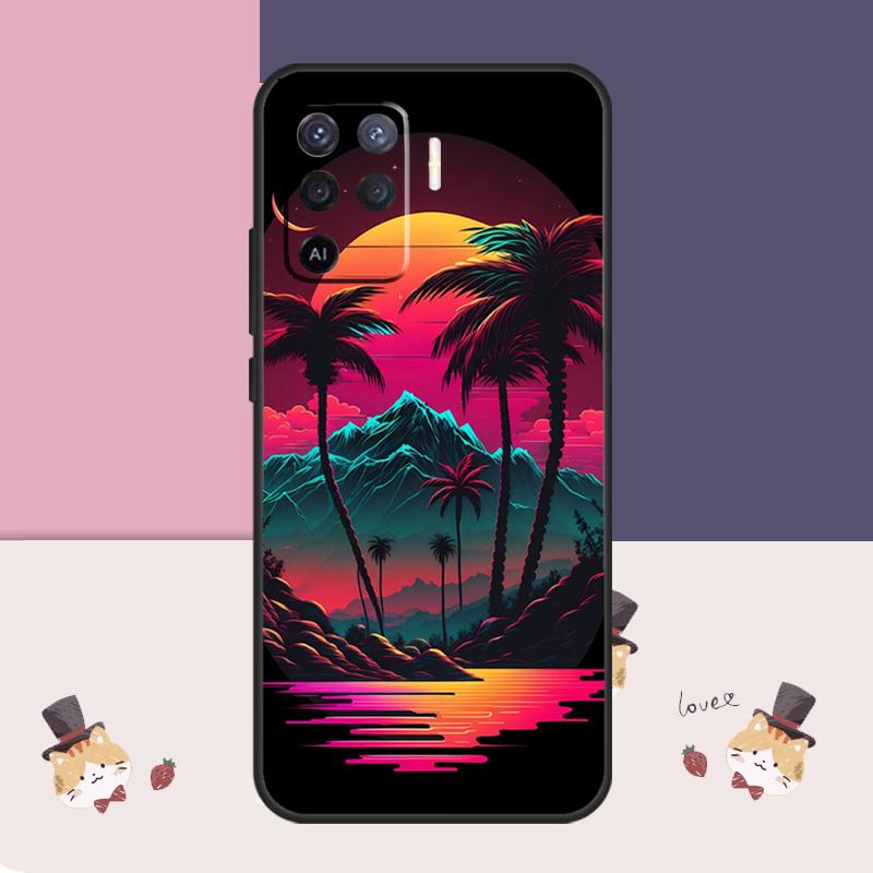 Retrowave Neon Palms Tree Case For Oppo A60 A40 A80 A5 Pro A15 A16 A17 A57 A77 A94 A74 A54 A76 A96 A18 A38 A58 A78 A98