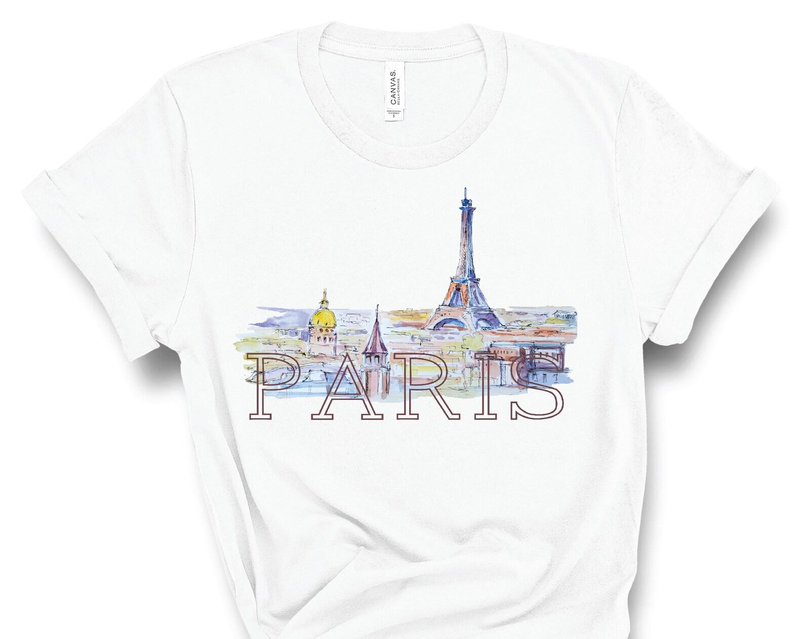Paris T-shirt, Eiffel Tower Tshirt, Travel T-Shirt, Paris Tees, Paris Skyline, Paris Gift For Her, France, Womens Paris T-Shirt, Souvenir XL