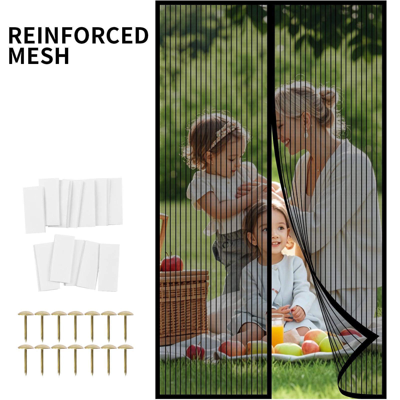 

Magnetic Screen Door Fits Door Opening Actual Screen Hands Free Mesh Partition Curtain Keeps Bug Out Pet and Kid Friendly Screen W100xH210cm чёрный