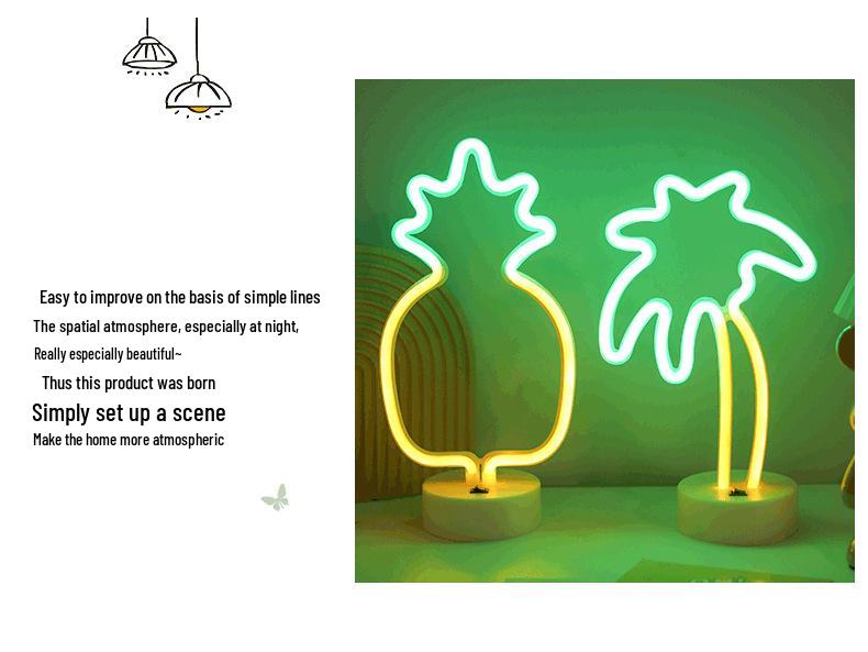 Korean Style Flamingo LED Neon Night Light - Decorative Christmas Fairy Accent with Round Base