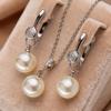 Leaf Imitation Pearl Necklaces Earrings Sets For Women Fashion Flower Cubic Zirconia Pendant with Chain Birhday Gift