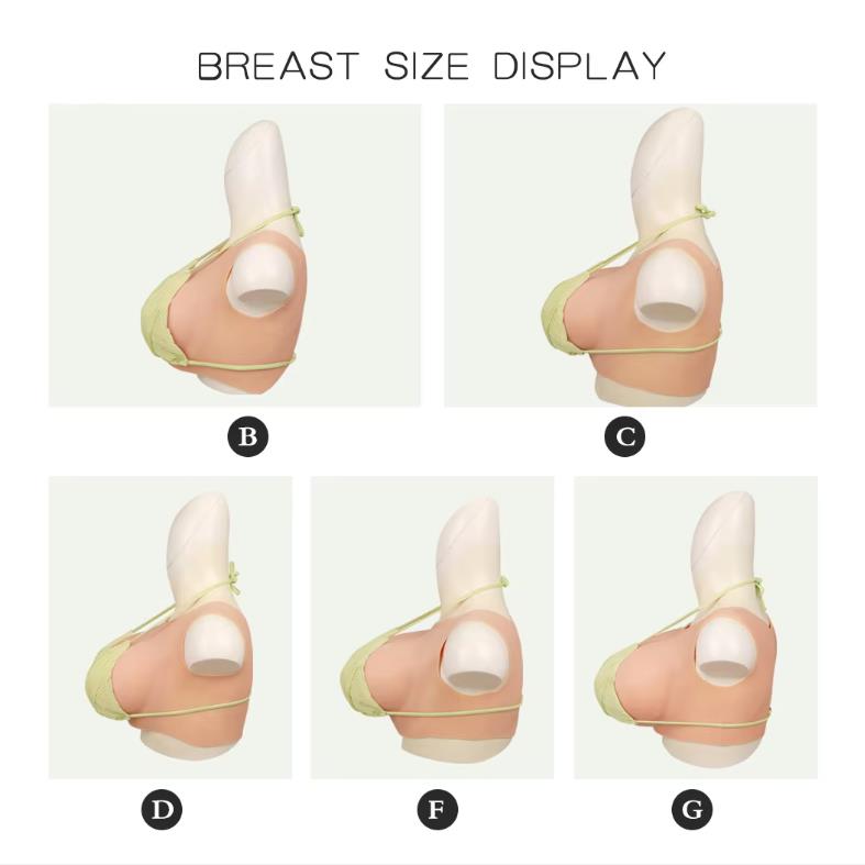 1 Piece Asian yellow Round neck Silicone Breastplate Fake boobs Fake breasts forms B-G Cup Breast Plates Transgender Cosplay Dra
