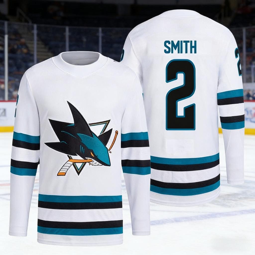 Maglia Sportiva da Hockey su Ghiaccio più Venduta 2026 Uomo Serie Squalo Stampata 3D Traspirante Asciugatura Rapida Bianco Manica Lunga Top Bambini
