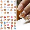 2 SheetS Winter Nail Art Designs 3D Cute Sticker Cartoon Christmas Slider New Year Holiday Decal Manicure Decorations