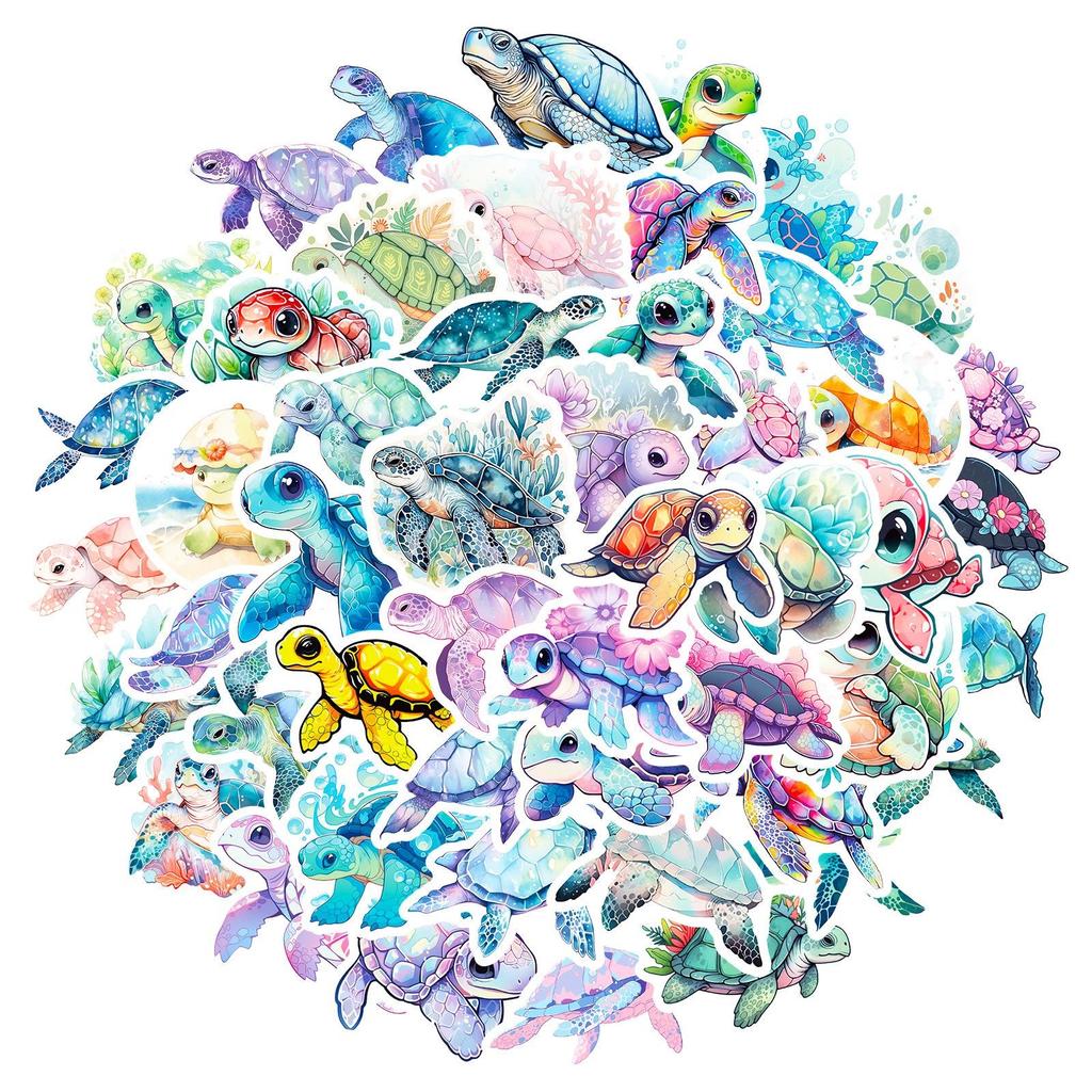 10/50pcs Colorful Cute Sea Turtle Stickers Turtle Marine Animal Graffiti Stickers for DIY Luggage Laptop Skateboard Motorcycle Bicycle Stickers