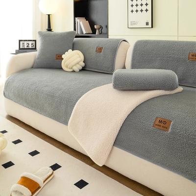 Capa de sofá antiderrapante Sherpa sólida com etiqueta de PU, decoração para sala de estar, capa de assento de sofá, capa de sofá universal, toalha de móveis