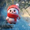 Christmas Ornament 2D Cartoon Snowman Shape Hanging Decoration with Lanyard Festive Atmosphere Christmas Decor
