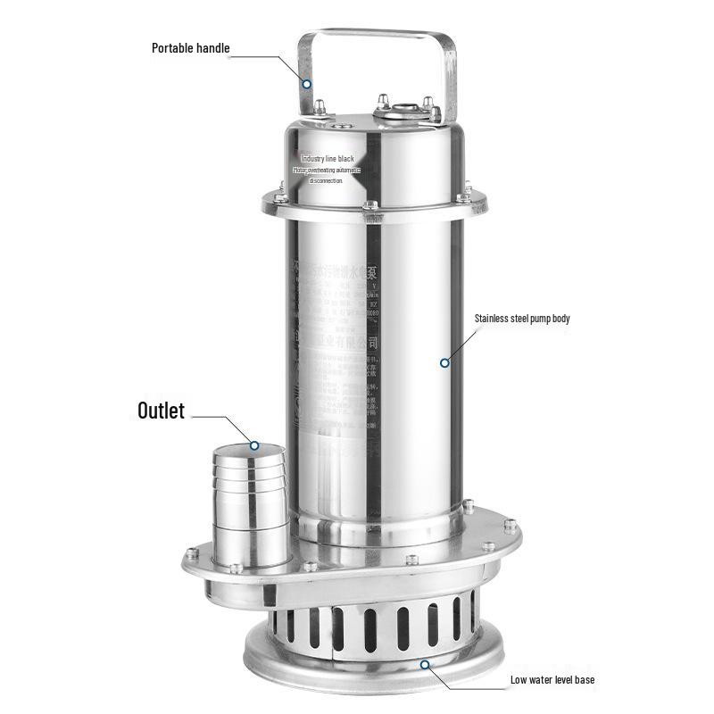 220V Stainless Steel Submersible Sewage Pump with Float, High Head, and Corrosion Resistance for Household Drainage