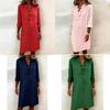 Ladies Long Sleeve Cotton Linen Shirt With Ruffle Trim For Casual Spring Wear