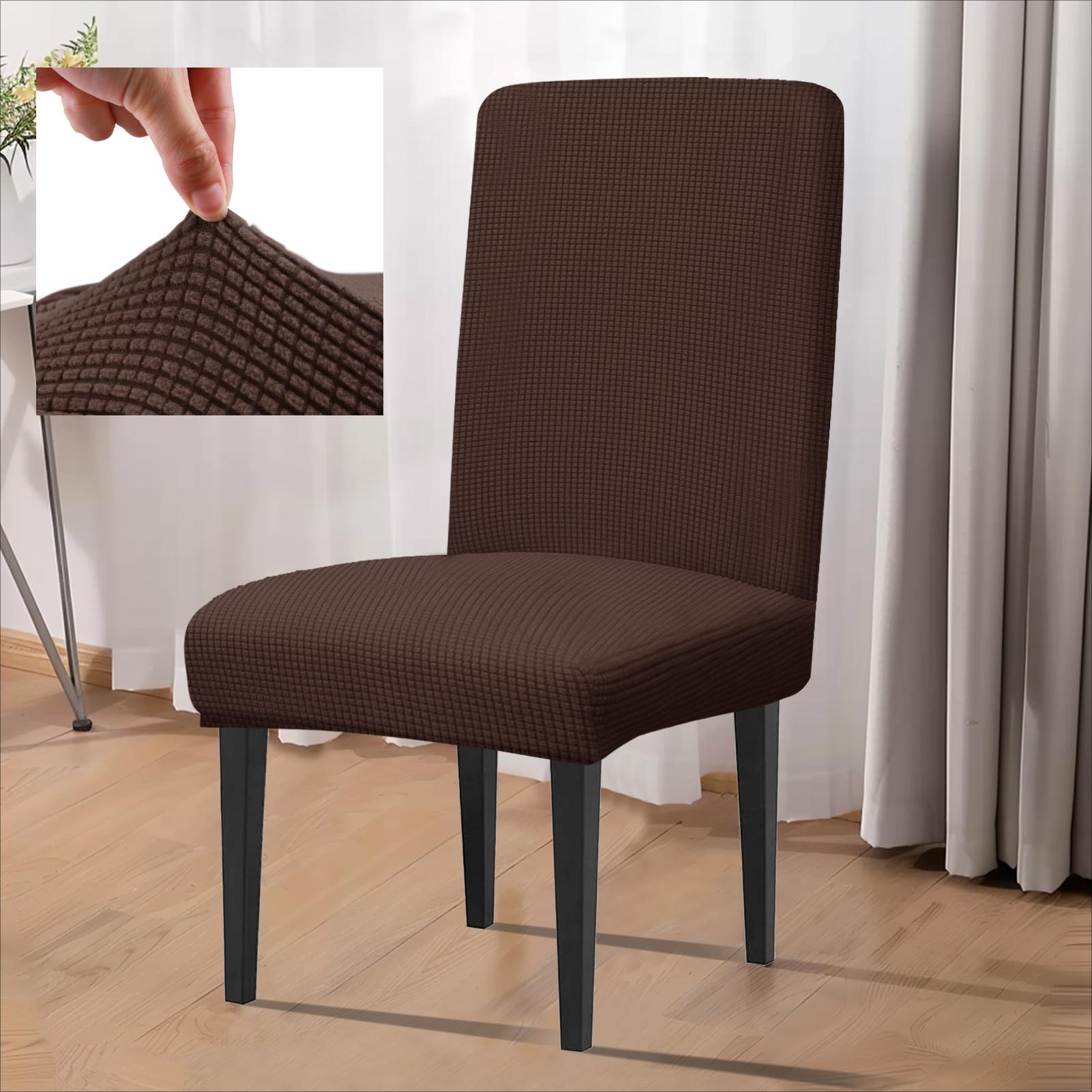 

Эластичный чехол для стула в столовой, плотный жаккардовый чехол для кухонного стула, чехлы для столовой, кухни, отеля, свадьбы, банкета 1 Pcs кофейный