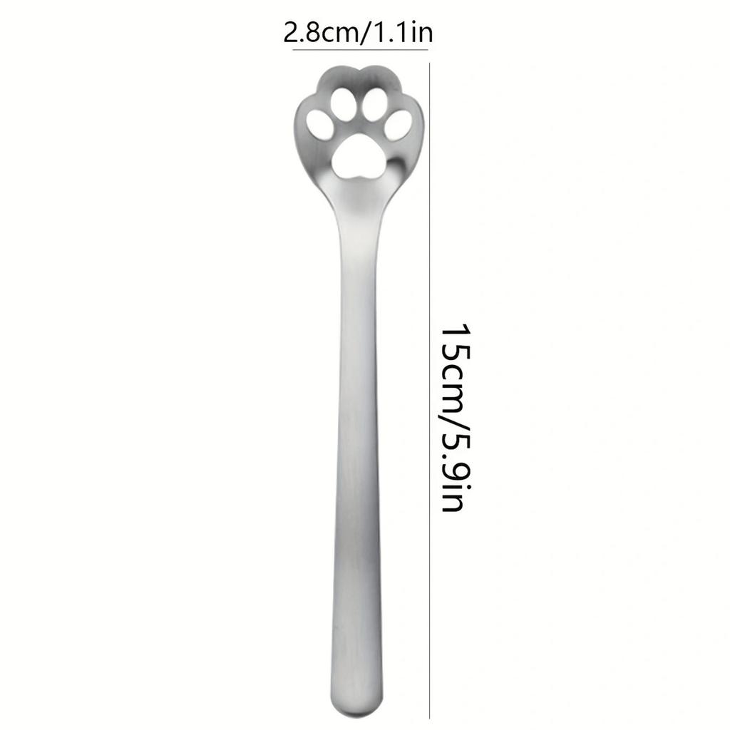 1pc Cat Paw Coffee Spoons, Cute Cat Paw/Dog Paw Stainless Steel Teaspoon Sugar Ice Cream Cake Dessert Spoon Stirring Spoon,.