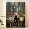 Inspirational Canvas Art "He Left the 99 To Rescue Me" Jesus Christ Saves Lamb Theme Wall Decor for Living Room - Perfect Holiday Gift for Christians