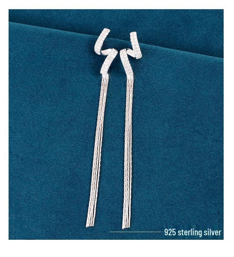 S925 Sterling Silver Long Tassel Earrings for Women - New 2025 Trend, Elegant & Luxurious Design.