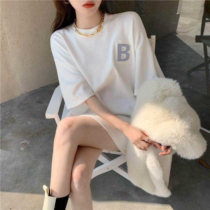 Sommer neue koreanische Version lockeres kurzärmeliges T-Shirt Damen D dreidimensional konkav-konvex reflektierend bedrucktes Schülerinnen Oberteil