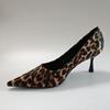 Women Leopard Print Pointed Toe Pumps Kitten Heels 7cm Dress Shoes for Office Wedding Party
