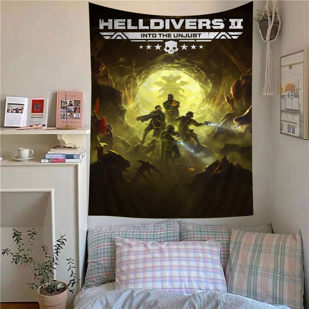 Hra Helldiver 2 Závěsná bohémská tapisérie Bohémské nástěnné tapisérie Mandala Kawaii Dekorace pokoje
