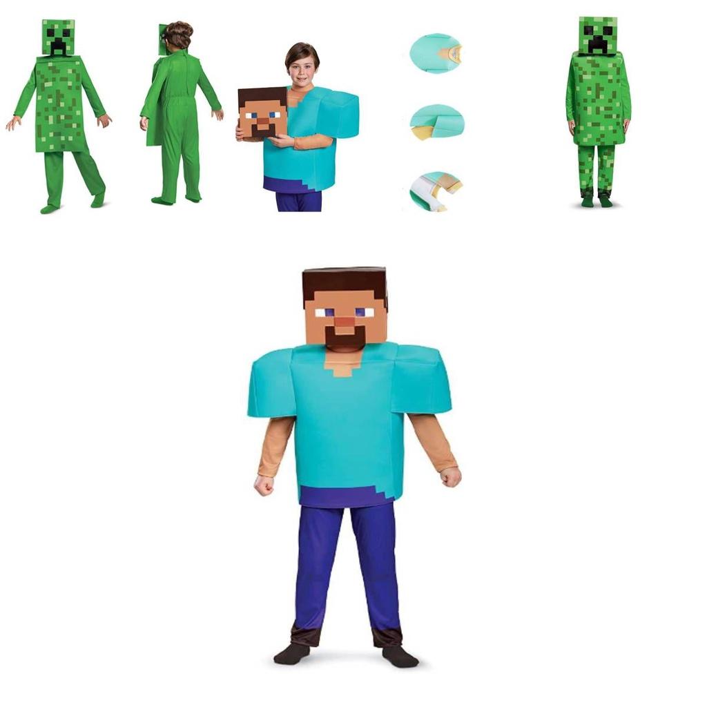 Halloween Minecraft Creeper Kostuum Set Voor Kinderen 3 Delige Cosplay Set