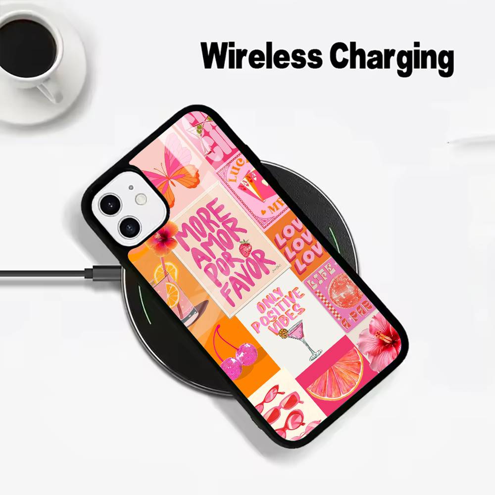 

S-Seaside Scenery Wine Lemon Wireless charging phone case compatible with iPhone 17/16/15/14/13/12/11 iPhone15