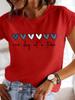 Round Spring  Summer with Hearts Design Everyday Tshirt WomenS Casual Graphic TShirt  Heart Sleeve