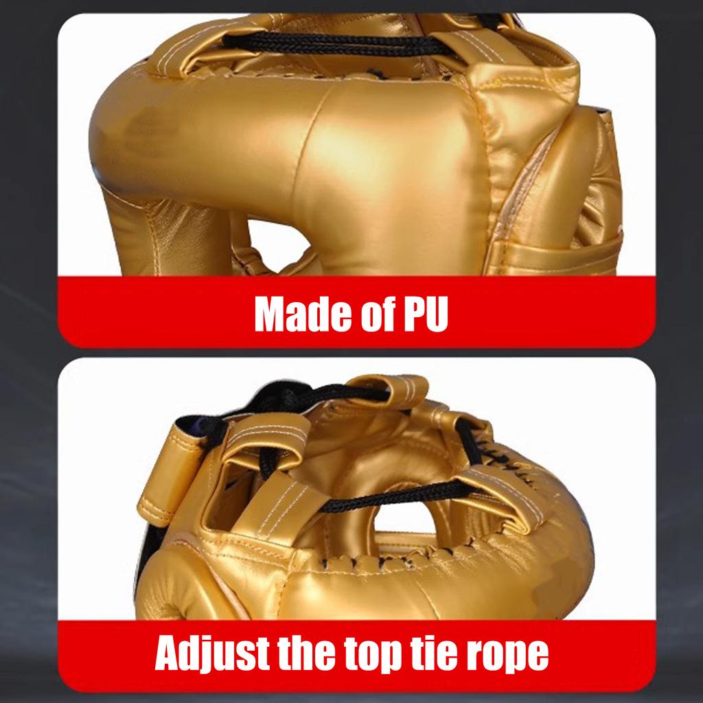 Full Face Kick Boxing Helmets PU Leather Training Sparring Headgear Helmets Martial Art Headgear Protector Enduring