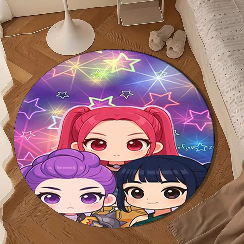 Superhero Kpop Friends Adventure Round Rug for Livingroom,Bedroom, Palyroom, Chair Rug, Area Rug, Circle Carpet, Large Size Fan Christmas Gift