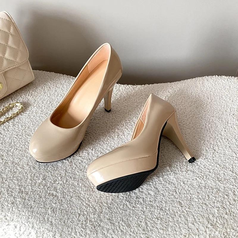 Fashion 2025 New Women's Fashion Single Shoes Korean Style High Heel Pointed Waterproof Platform Thin Heel Woman's Single Shoes for Work