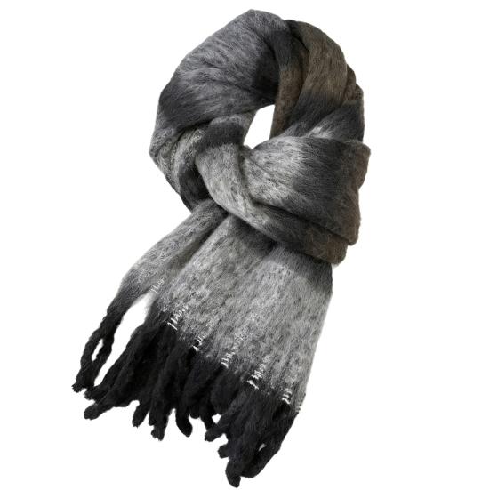 Women's Mohair Winter Scarf Cashmere Feel Tassel Scarf Colorful Striped Long Scarf Winter Shawls Wraps for Cold Weather