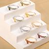 Gold-Plated Copper Retro Japanese-Korean Women's Ring with Colorful Zirconia