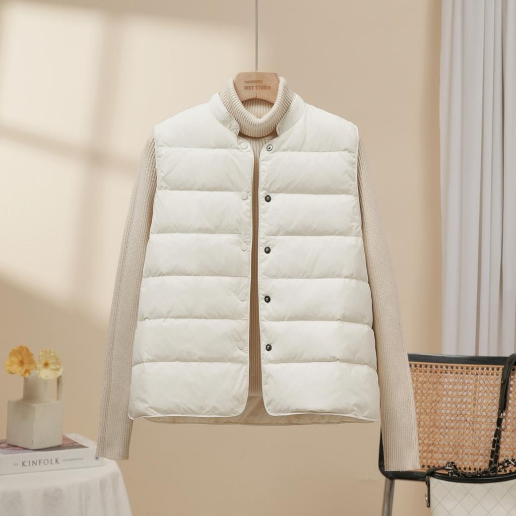 Light down vest women's new white duck down lightweight versatile vest warm vest small short