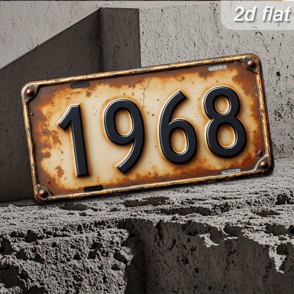

Vintage Distressed Beige Black Number D Flat Printing Retro License Plate Style Metal Tin Sign Nostalgic LateSixties T 15x30cm(5.9x7.8inch)
