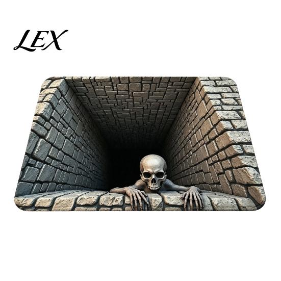 Heavy Duty Entry Mat 3D Skeleton Halloween Rug, Spooky Optical Illusion Entrance Depth Indoor Entryway Pattern Non-Slip Floor for Living Room Bedroom