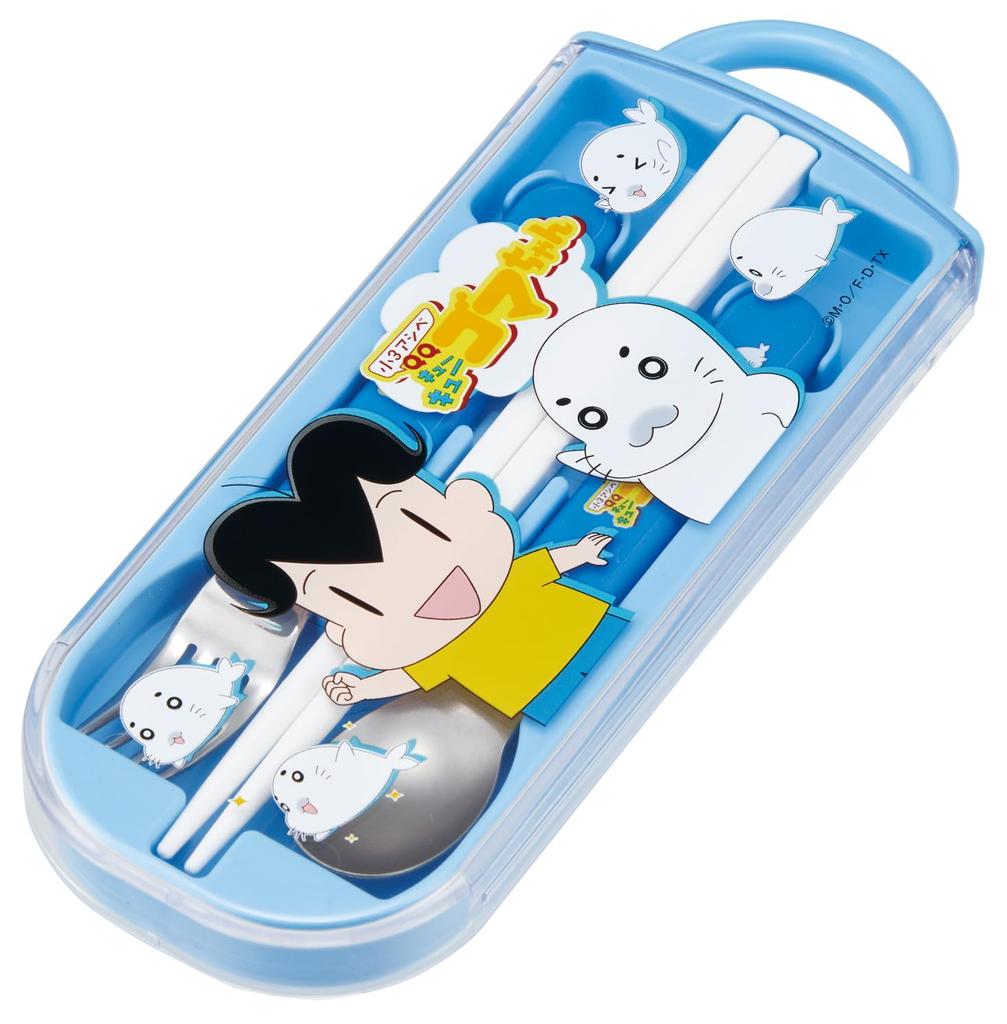 Skater Lunch Box Chopsticks Trio Set for 3rd Graders QQ Boys and Girls Children's (Chopsticks, Spoon, Fork) 16.5cm, (Ashibe, Gomachan) - (TACC2-A)