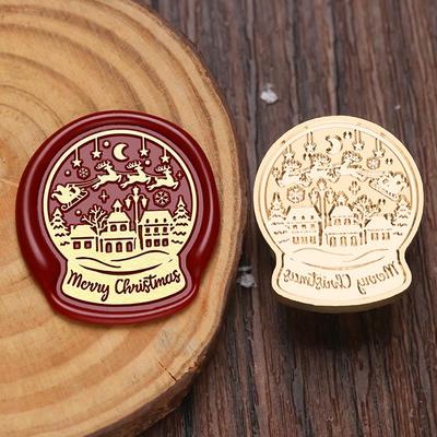 Stamp Christmas Series Relief Lacquer Seal Header Snowflake Deer Brass Carving Hand Diy Copper Head