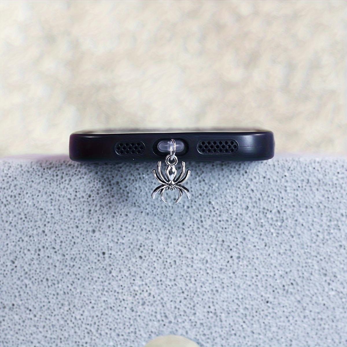 

Small Spider Black and Antique Silvery Dust Plug for Mobile Phones, Accessories and Decorations For iPhone5-14 серебряный