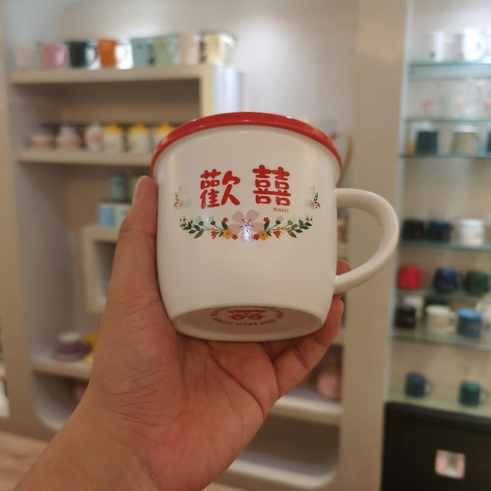 Creative wedding souvenir mug ceramic stacked cup couple cup gift box set high value water cup