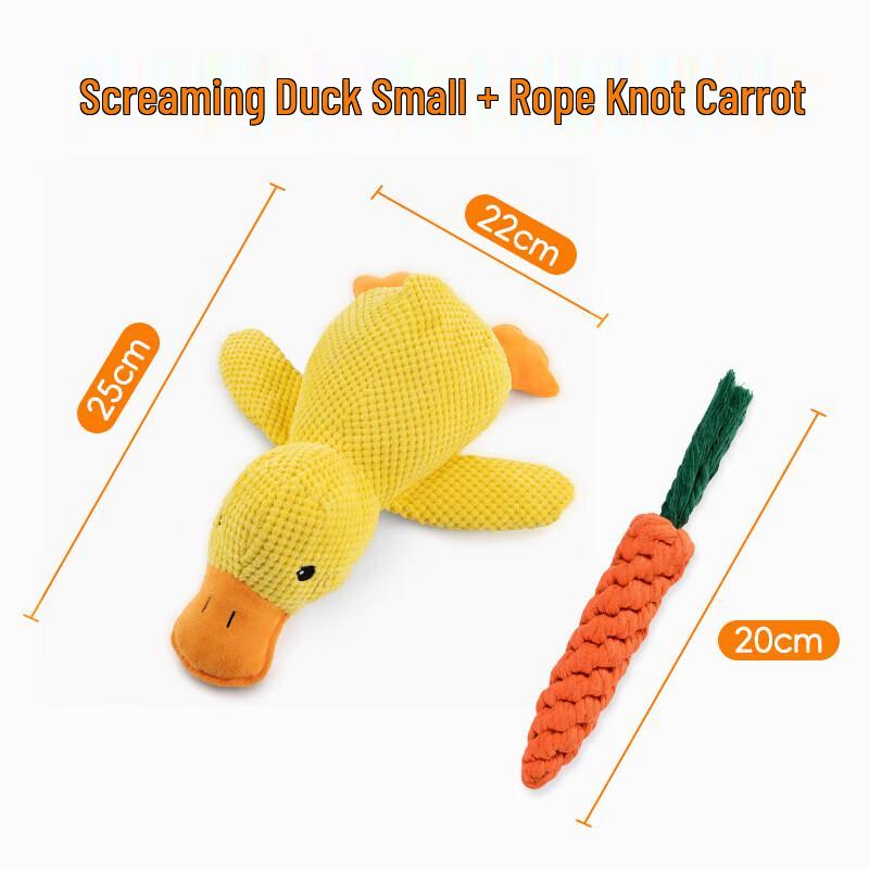 Durable Squeaky Dog Toy Set: Duck & Carrot Chews