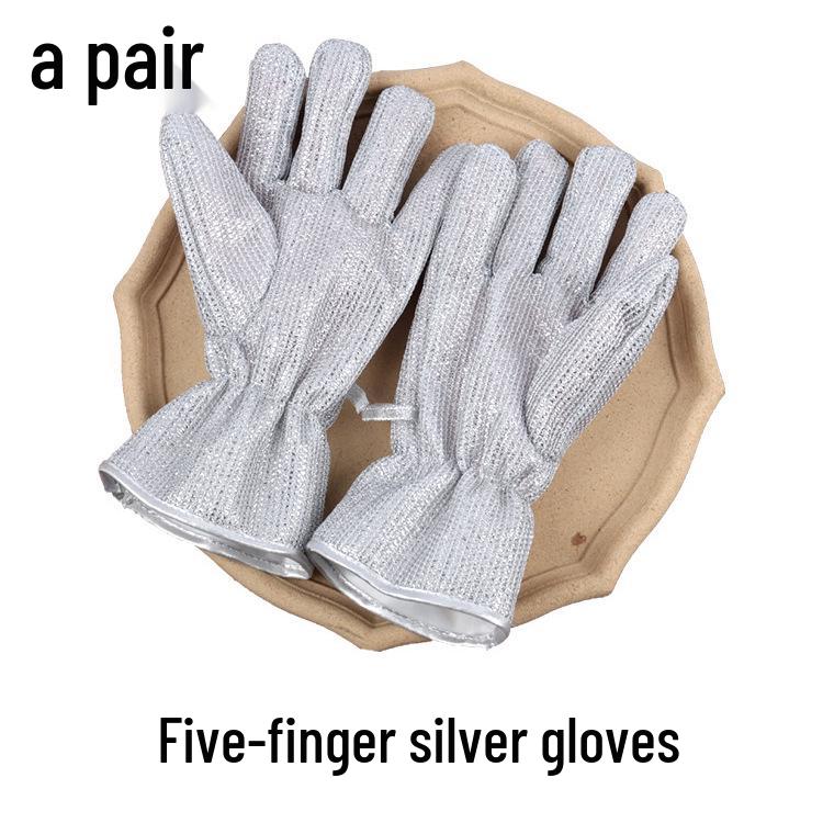 

Бамбуковые волокна Маслостойкие перчатки для мытья посуды со стальной мочалкой