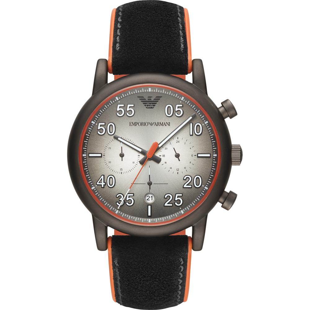 

Emporio Armani Luigi Серый Черный Кожаный Мужской Кварцевый Хронограф AR11174 серый