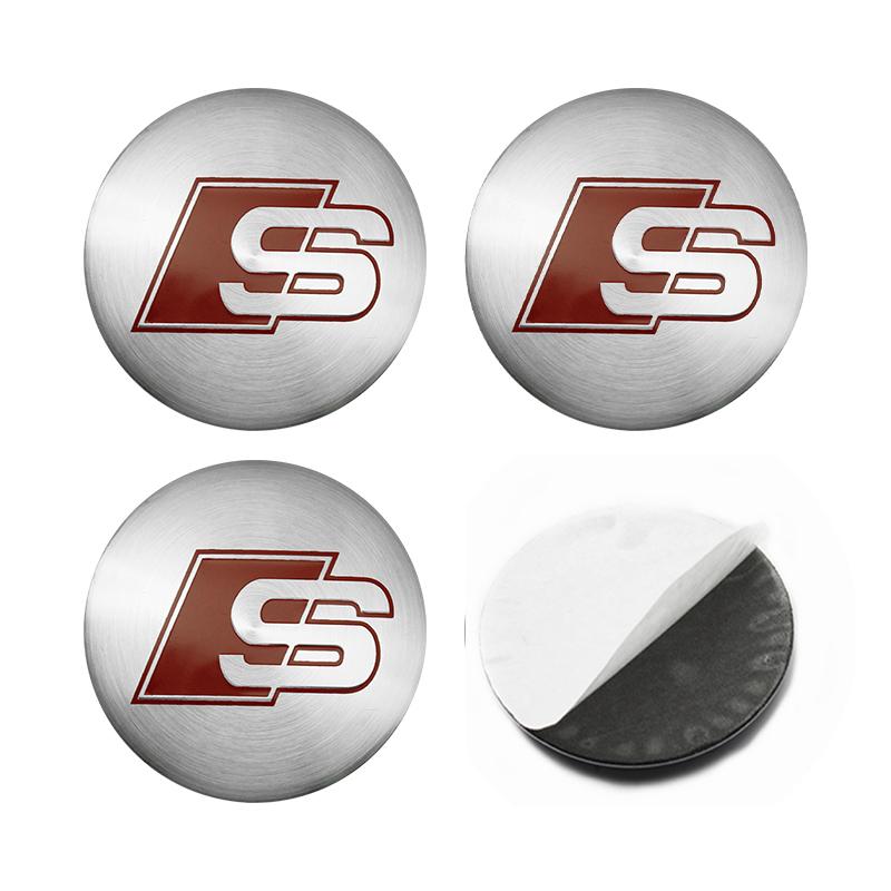 For Audi  A5 4Pcs 56mm Car Wheel Hub Cap Center Sticker Emblem Badge Decal Accessories For Audi A1 A3 A4 A5 A6 A7 Q3 Q5 Q7 RS3 RS4 RS5 S3 S4