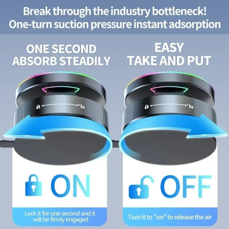 15 W Bezprzewodowa ładowarka samochodowa, chłodząca, magnetyczny uchwyt samochodowy na telefon, szybkie ładowanie, obrotowy 360 stopni, do iPhone'a 17 Pro, przyssawka próżniowa, składany