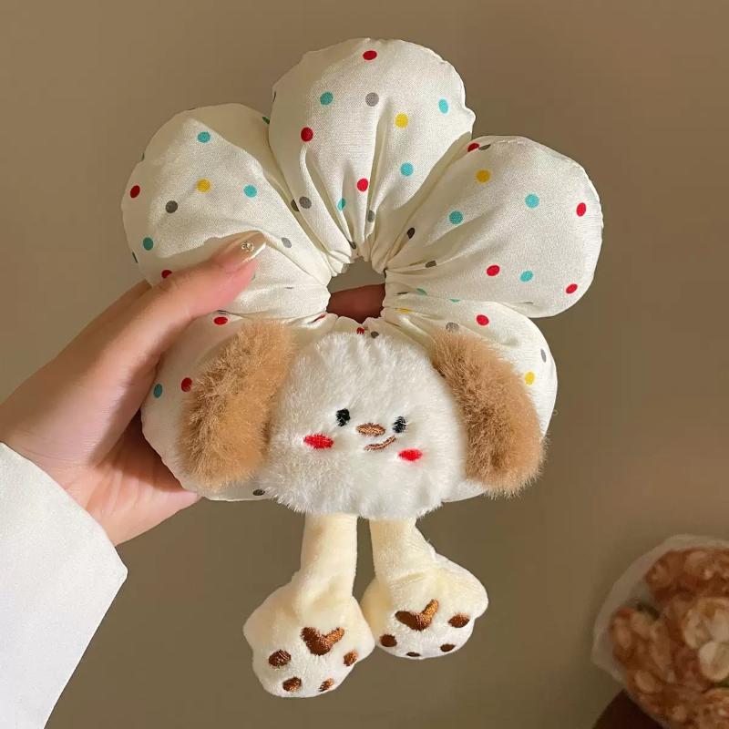 

Мультяшная нижняя часть тела животного, большая резинка-скранчи для волос с цветком для женщин, девушек, милая повязка на голову, резинка для волос, милые аксессуары для волос