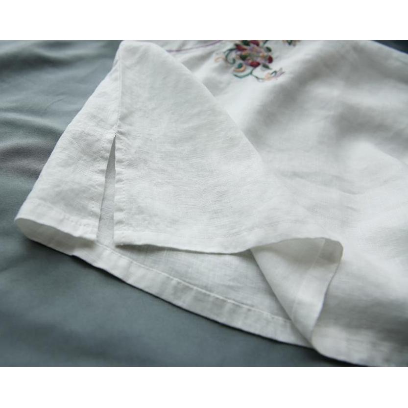 Spring Summer Retro Seven Quarter Ladies' Cotton Linen Shirt Blouse Chinese Traditional Women's Formal Top Ttang Costume Hanfu