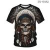 Été Nouveau T-shirt Décontracté à Manches Courtes et Col Rond pour Homme avec Impression Numérique 3D Amérindienne