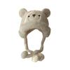 Women Hat Solid Color Thickened Plush Bear Warm Hat