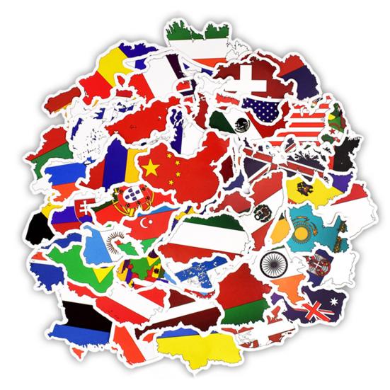 

50 шт. Наклейки с национальными флагами, Различные милые наклейки, Водонепроницаемые ПВХ, Клейкие, Декоративные, Самоклеящиеся мультяшные наклейки, Мотоцикл, Телефон Sets