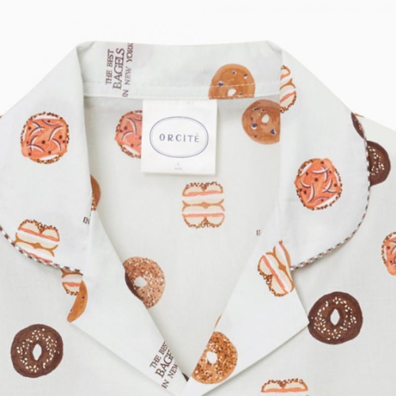 Orcite Men S Long Sleeve Pajama Set New York Bagel G008